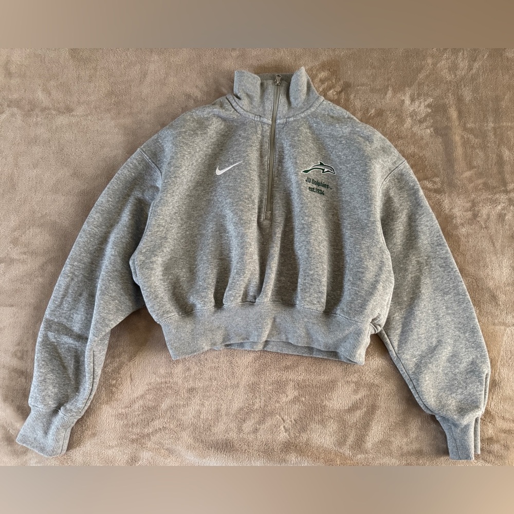 Nike JU Dolphins Cropped Quarter Zip Sweatshirt XS Gray Minimalist Athleisure - Picture 3 of 12